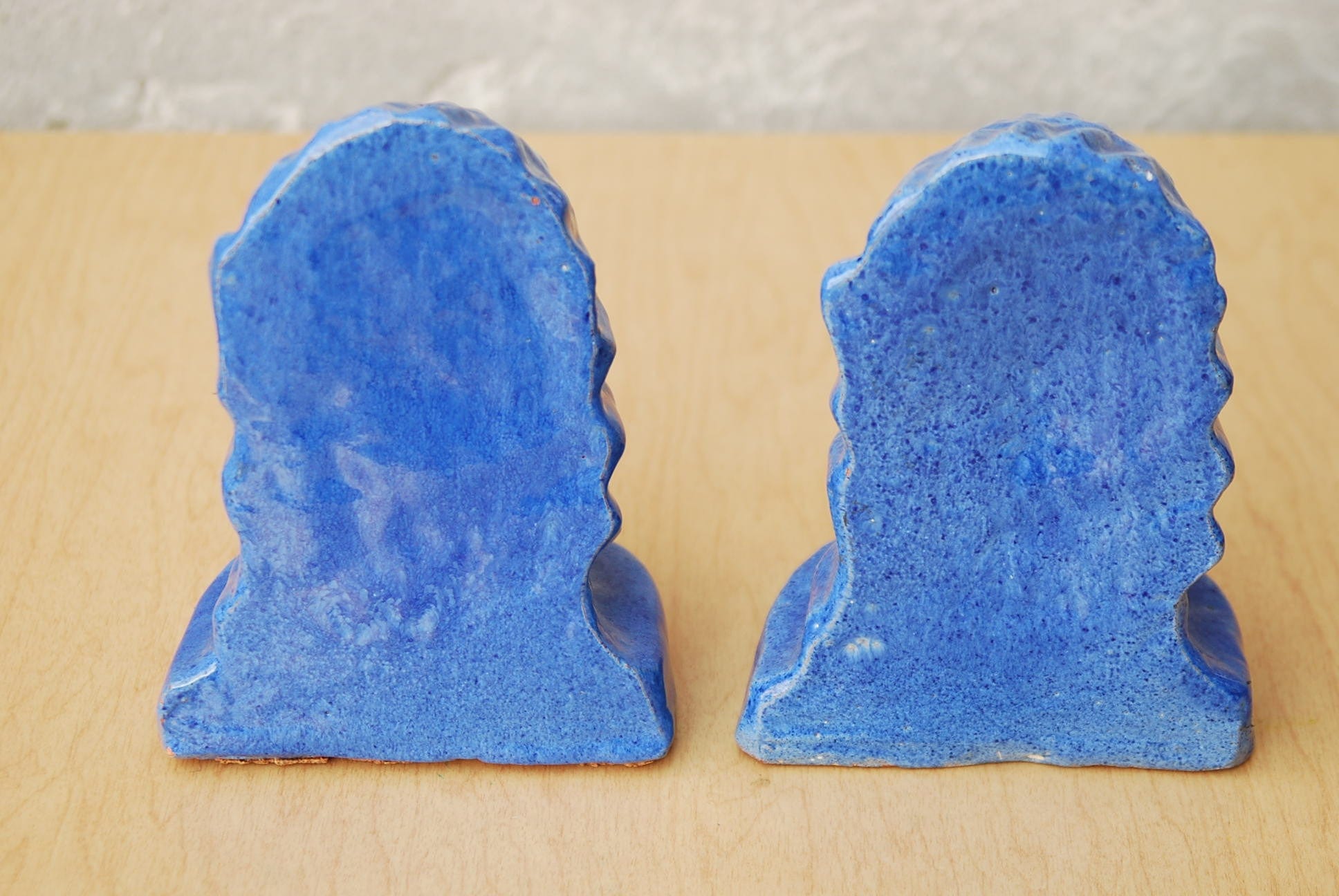 I Like Mike's Mid-Century Modern Accessories Blue Aphrodite Glazed Ceramic Modern Sculptural Bookends
