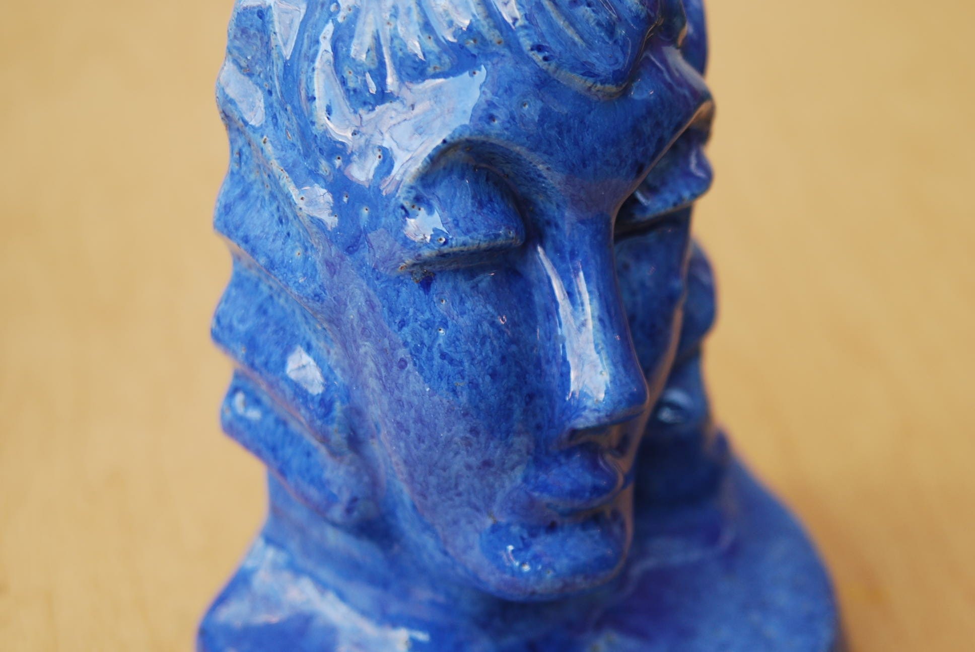 I Like Mike's Mid-Century Modern Accessories Blue Aphrodite Glazed Ceramic Modern Sculptural Bookends