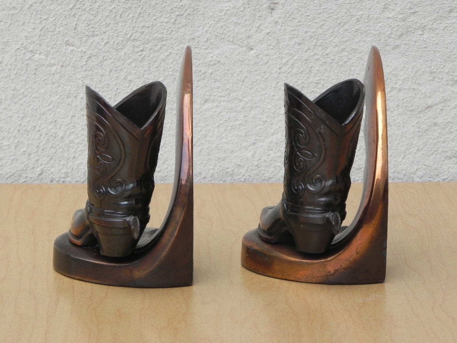 I Like Mike's Mid Century Modern Accessories Brass Cowboy Boot Bookends by Trophy Craft