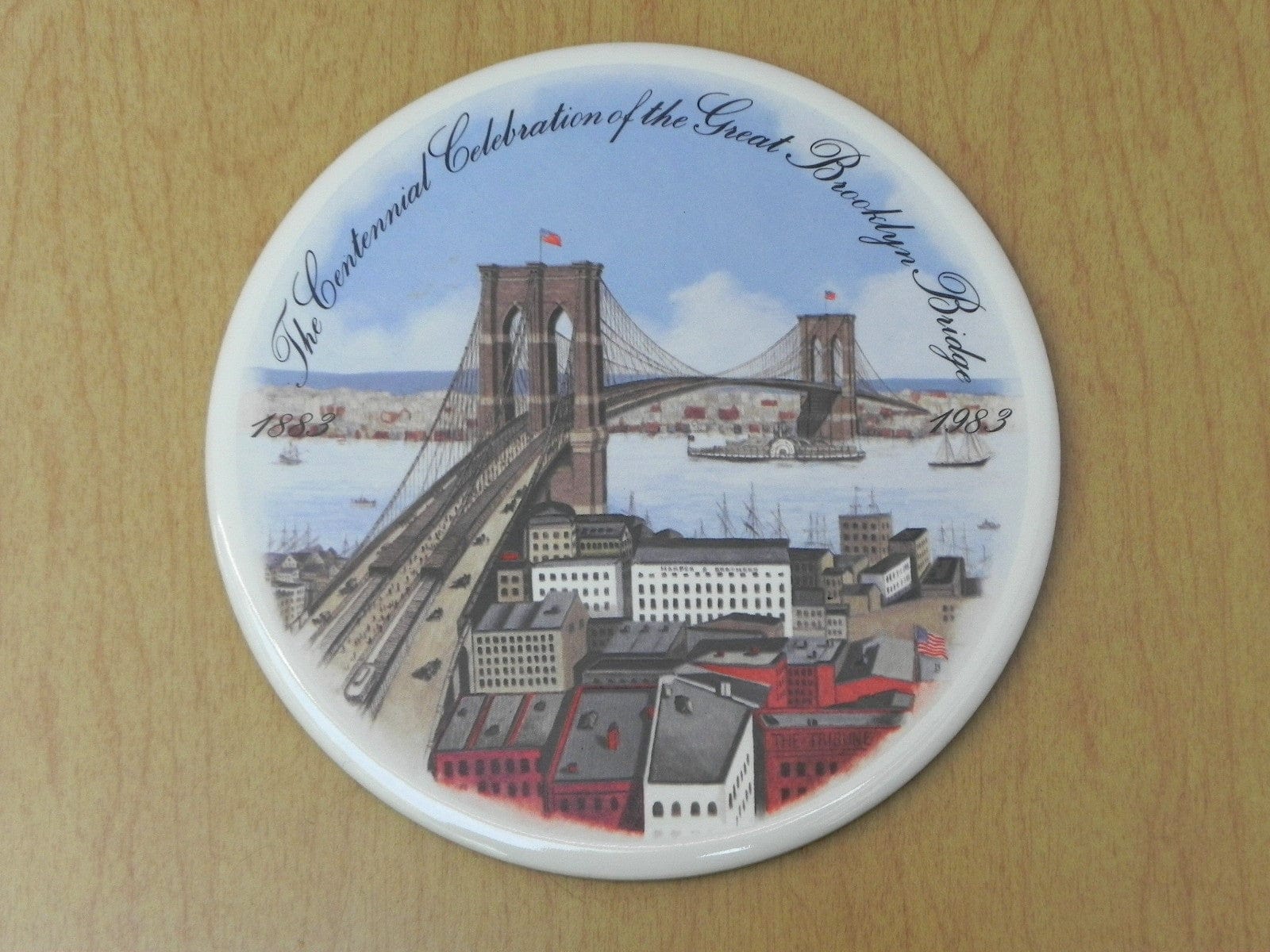 I Like Mike's Mid Century Modern Accessories Brooklyn Bridge Centennial Ceramic Trivet / Hot Plate