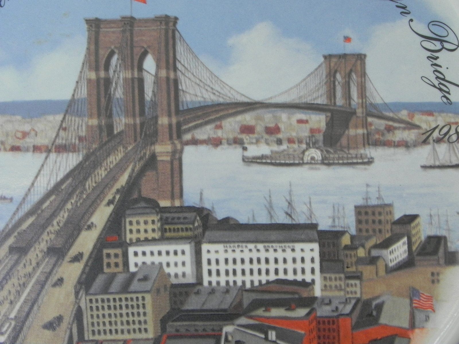 I Like Mike's Mid Century Modern Accessories Brooklyn Bridge Centennial Ceramic Trivet / Hot Plate