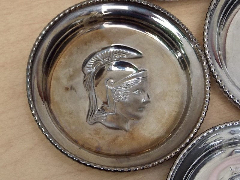 I Like Mike's Mid Century Modern Accessories Coated Glass Roman Soldier 7 Coaster Set