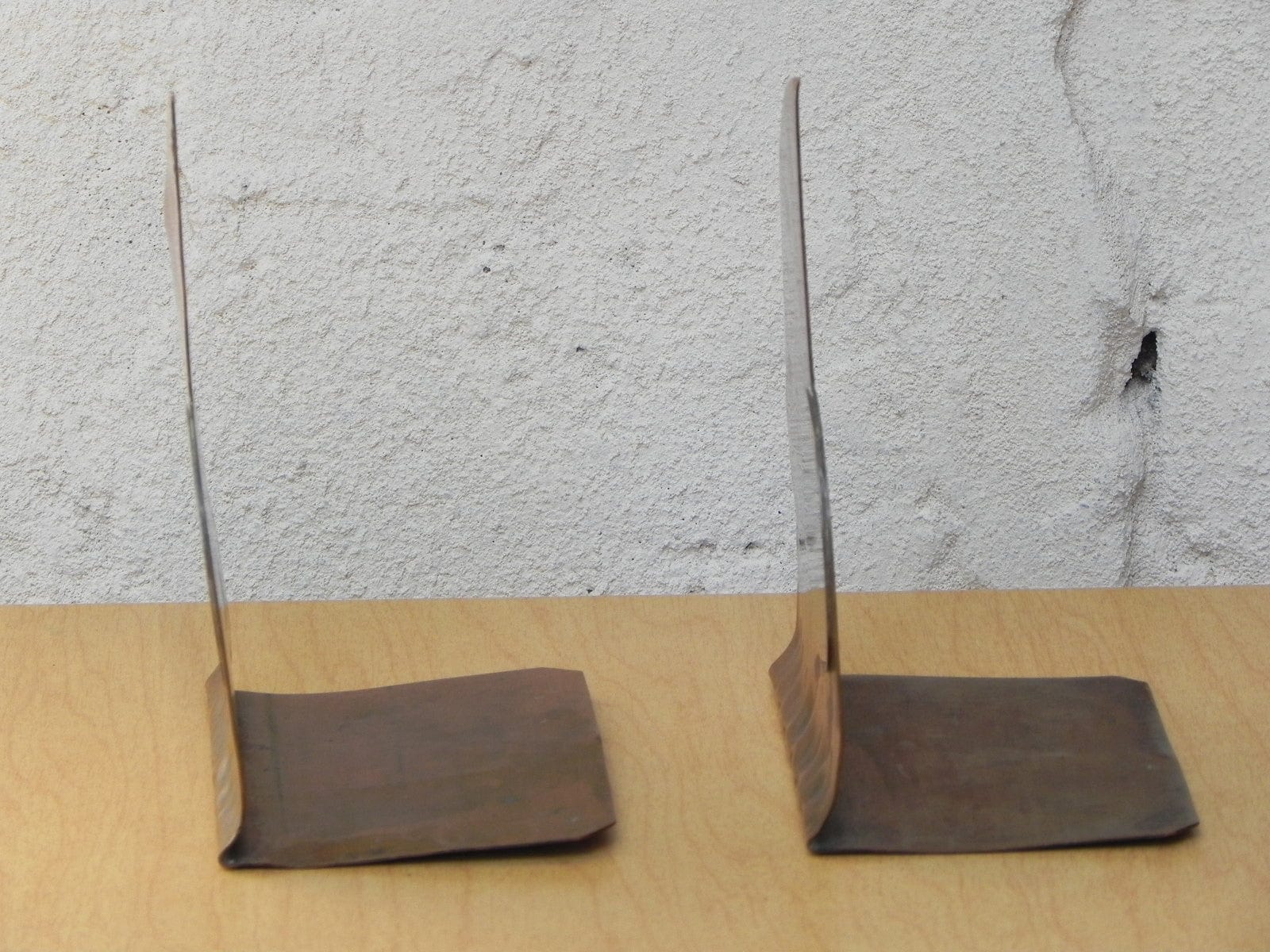 I Like Mike's Mid-Century Modern Accessories Copper Brass Thin Sculptural Hand Wrought Bookends
