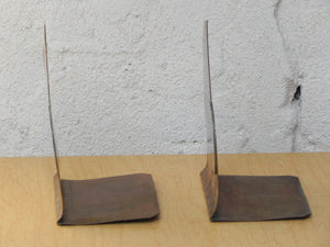 I Like Mike's Mid-Century Modern Accessories Copper Brass Thin Sculptural Hand Wrought Bookends