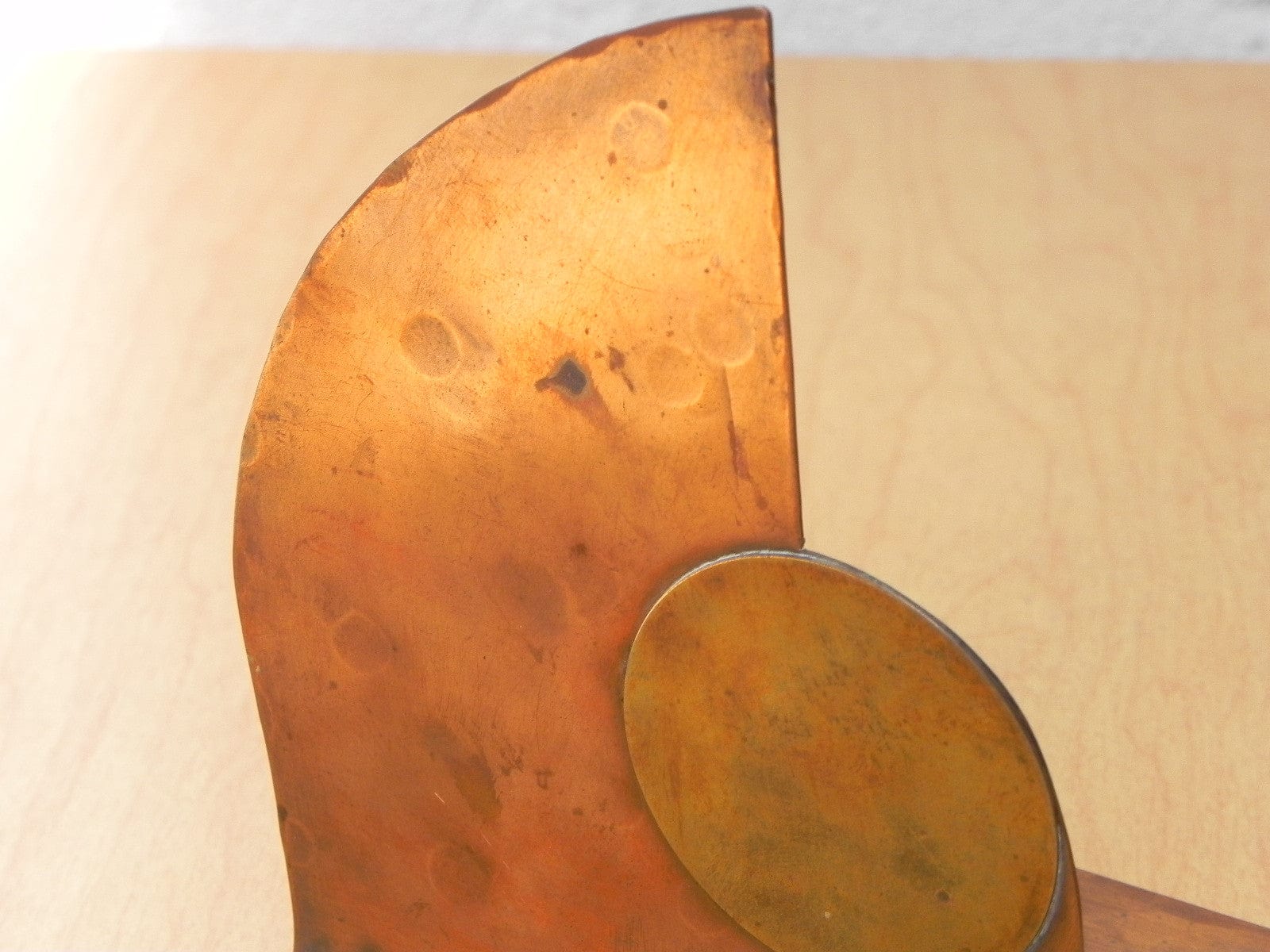I Like Mike's Mid-Century Modern Accessories Copper Brass Thin Sculptural Hand Wrought Bookends