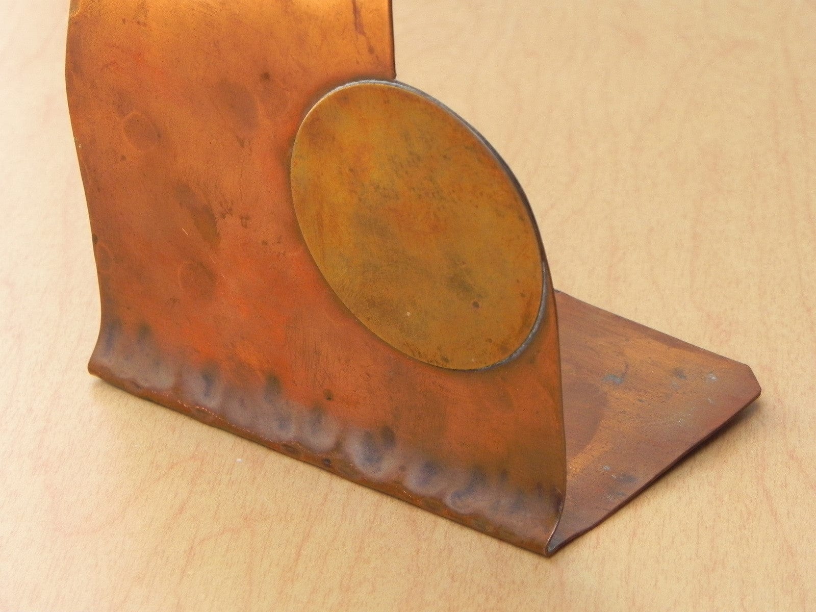 I Like Mike's Mid-Century Modern Accessories Copper Brass Thin Sculptural Hand Wrought Bookends