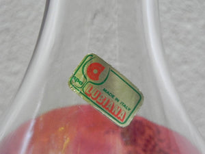 I Like Mike's Mid Century Modern Accessories Cranberry Red & Clear Decanter Glass Set by Lubiana, Made in Italy