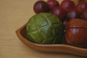 I Like Mike's Mid-Century Modern Accessories Danish Modern Carved Wooden Fruit in a Bowl