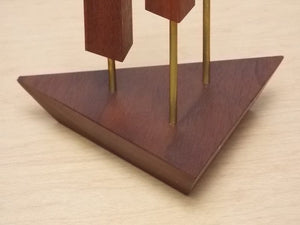 I Like Mike's Mid-Century Modern Accessories Danish Walnut Triangle 3-Candle Candle Stick Holders