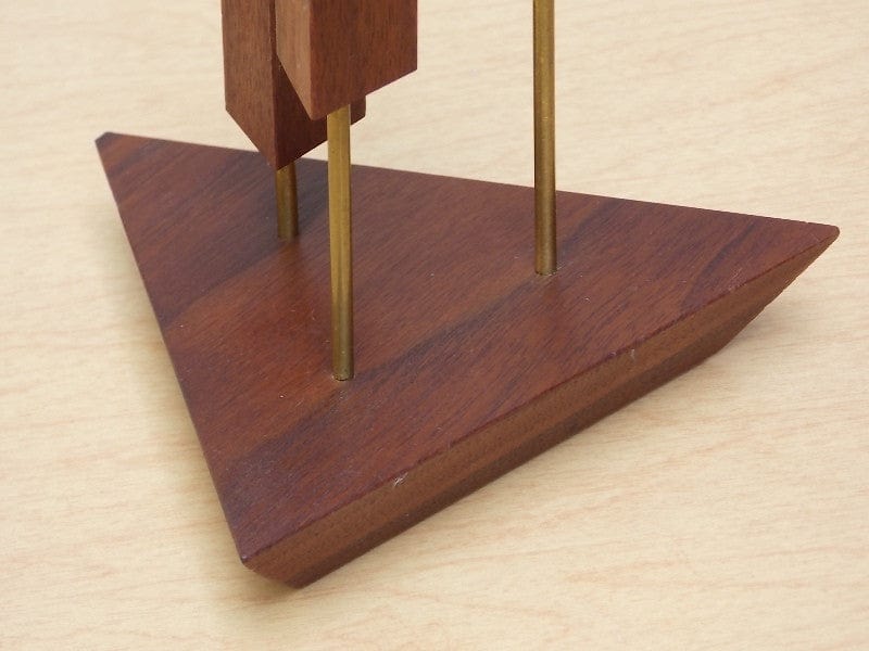 I Like Mike's Mid-Century Modern Accessories Danish Walnut Triangle 3-Candle Candle Stick Holders