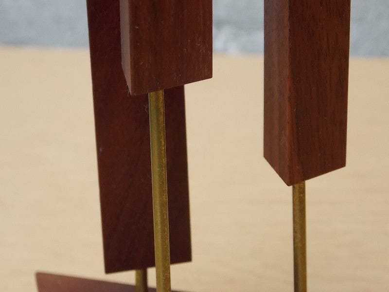 I Like Mike's Mid-Century Modern Accessories Danish Walnut Triangle 3-Candle Candle Stick Holders