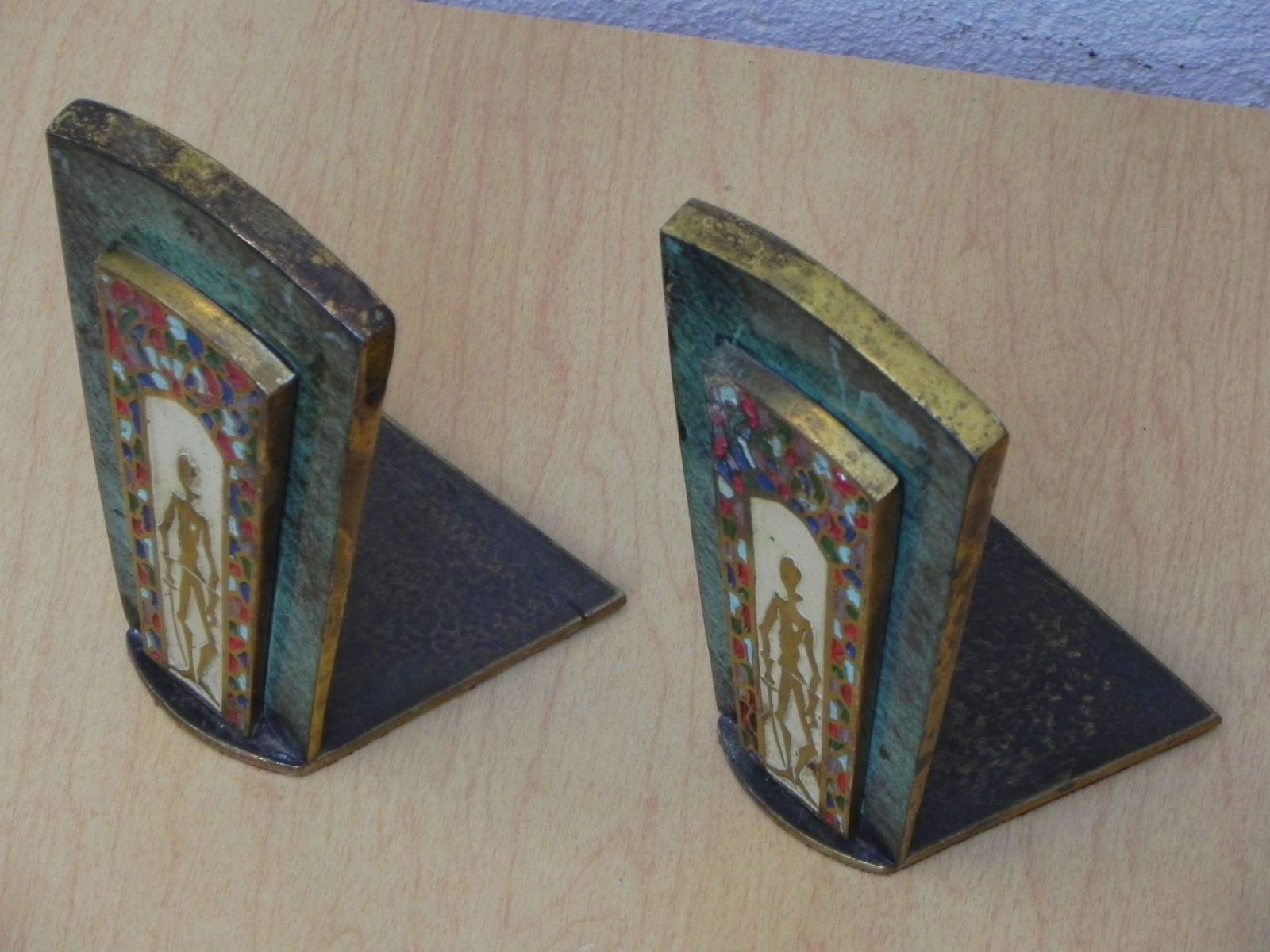 I Like Mike's Mid-Century Modern Accessories Dayagi Ornate Brass Enameled Judaica Bookends