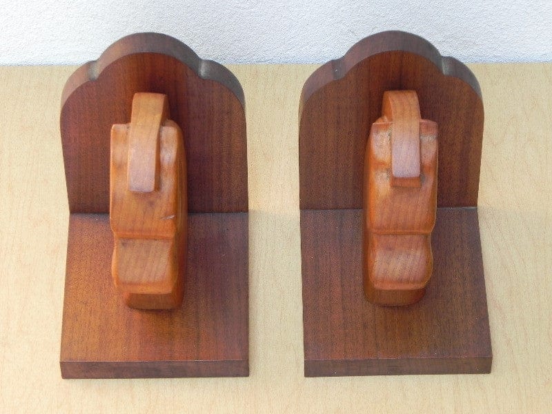 I Like Mike's Mid Century Modern Accessories Deco Handmade Wooden Horse Head Bookends
