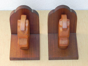 I Like Mike's Mid Century Modern Accessories Deco Handmade Wooden Horse Head Bookends