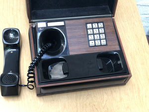 I Like Mike's Mid Century Modern Accessories Deco-Tel Executive Box Telephone, Black and Faux Wood