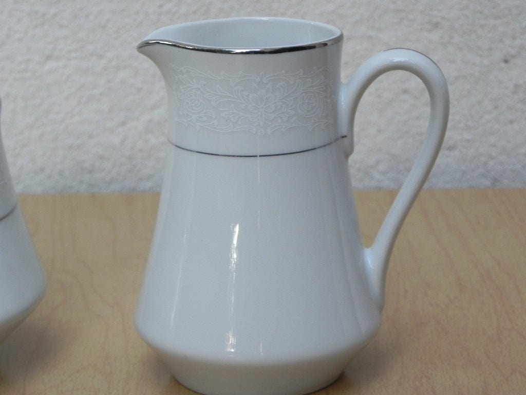 I Like Mike's Mid Century Modern Accessories Delux White China with Silver Stripe Creamer Set, Antoinette Line