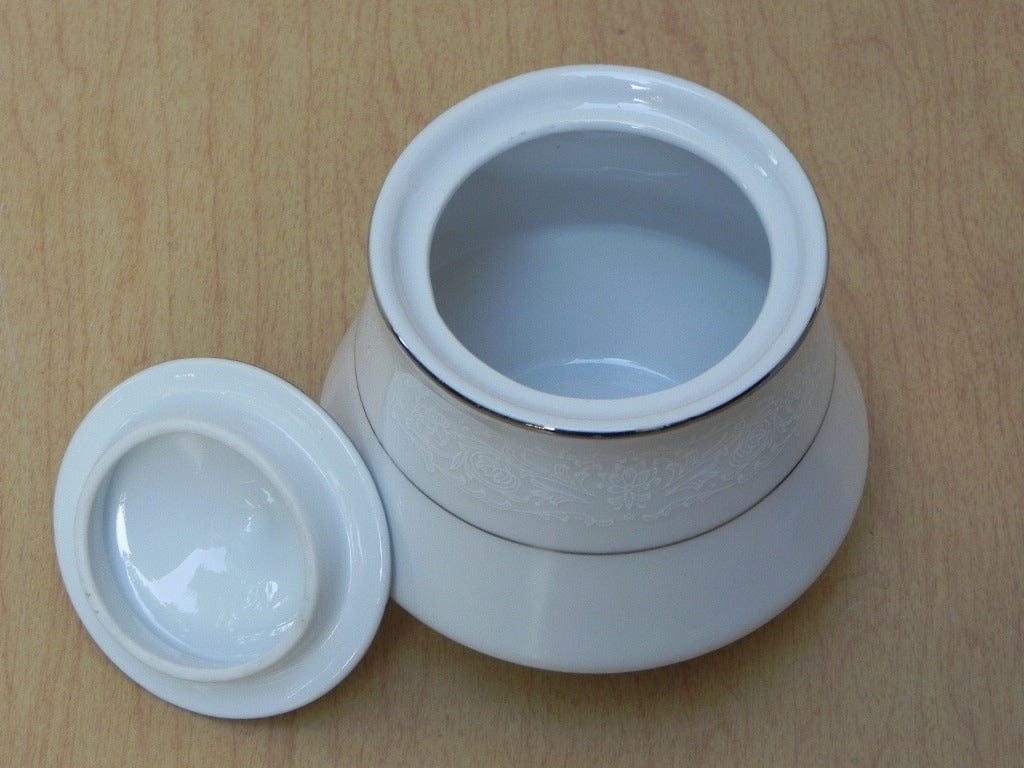 I Like Mike's Mid Century Modern Accessories Delux White China with Silver Stripe Creamer Set, Antoinette Line