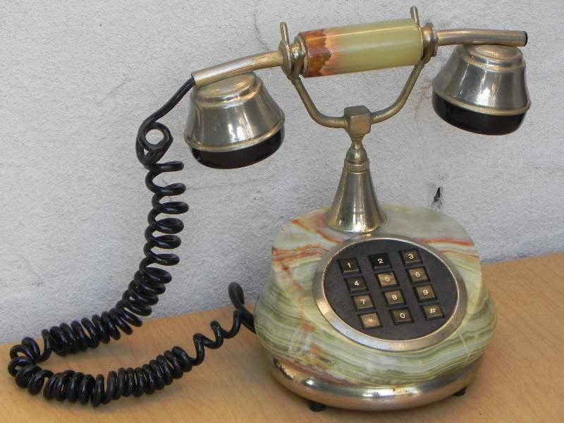 I Like Mike's Mid-Century Modern Accessories European Jade Marble Antique Style Telephone