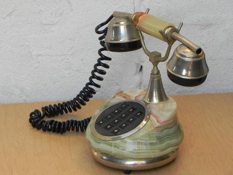 I Like Mike's Mid-Century Modern Accessories European Jade Marble Antique Style Telephone