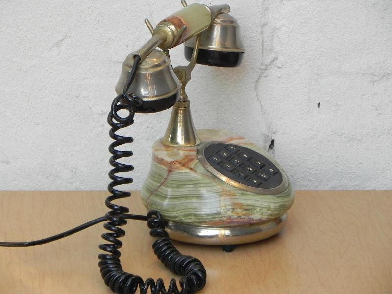 I Like Mike's Mid-Century Modern Accessories European Jade Marble Antique Style Telephone