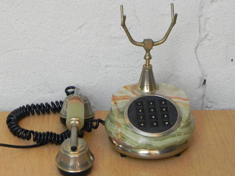 I Like Mike's Mid-Century Modern Accessories European Jade Marble Antique Style Telephone