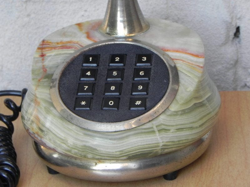 I Like Mike's Mid-Century Modern Accessories European Jade Marble Antique Style Telephone