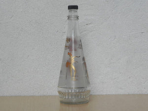 I Like Mike's Mid Century Modern Accessories Glass 1950's Genie Bottle with Lid, Gold and Orange Graphics