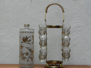 I Like Mike's Mid Century Modern Accessories Glass Liquor Bottle and Cordial Glasses, Carrying Case