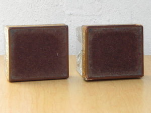 I Like Mike's Mid-Century Modern Accessories Glass Scroll Bookends With Good Embossed Leather Trim