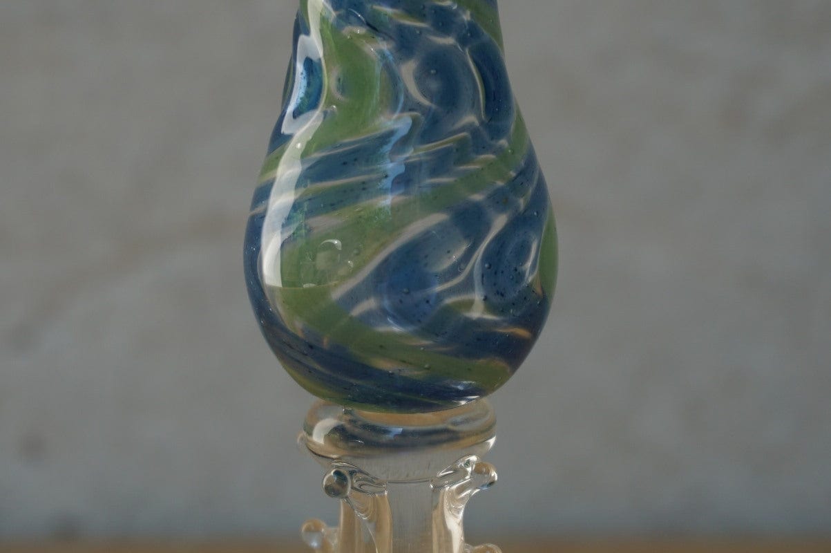 I Like Mike's Mid Century Modern Accessories Handblown Glass Green Blue Swirl Salt & Pepper Shakers