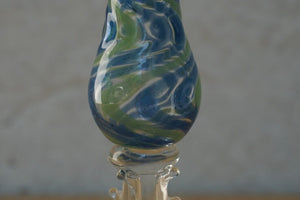 I Like Mike's Mid Century Modern Accessories Handblown Glass Green Blue Swirl Salt & Pepper Shakers