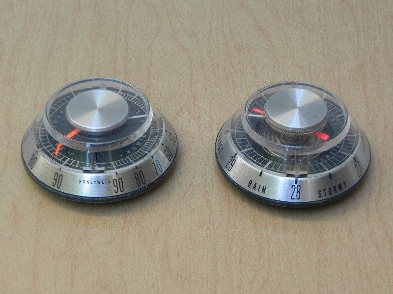 I Like Mike's Mid Century Modern Accessories Honeywell Two Piece Weather Station - Atomic UFO Space Age Gadgets -Temperature, Barometer & Hygrometer