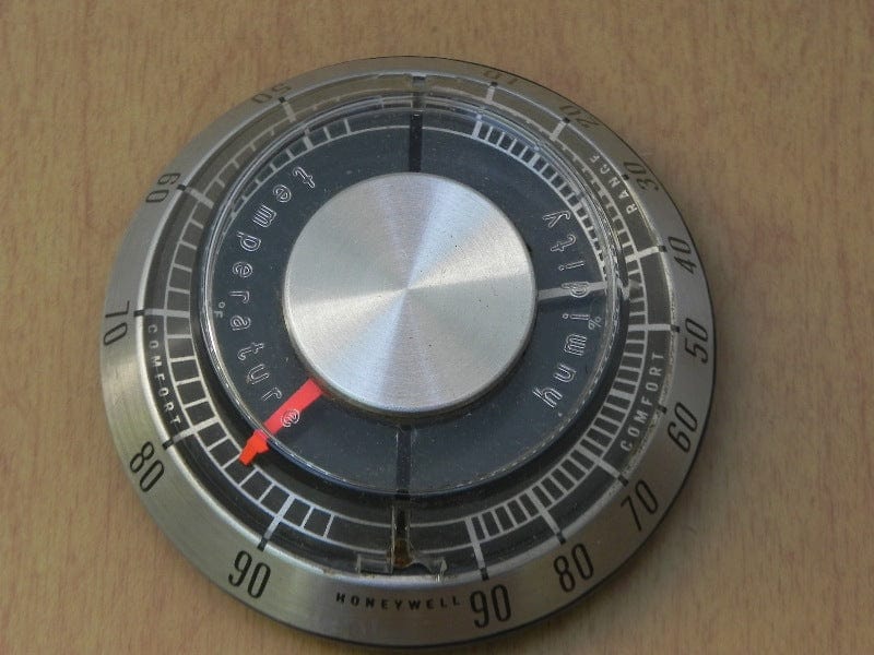 1960s Hanging Brass Temperature Thermometer Gauge