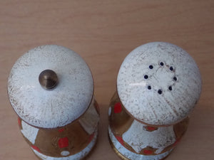 I Like Mike's Mid Century Modern Accessories Italian Gold and Red Salt and Pepper Set