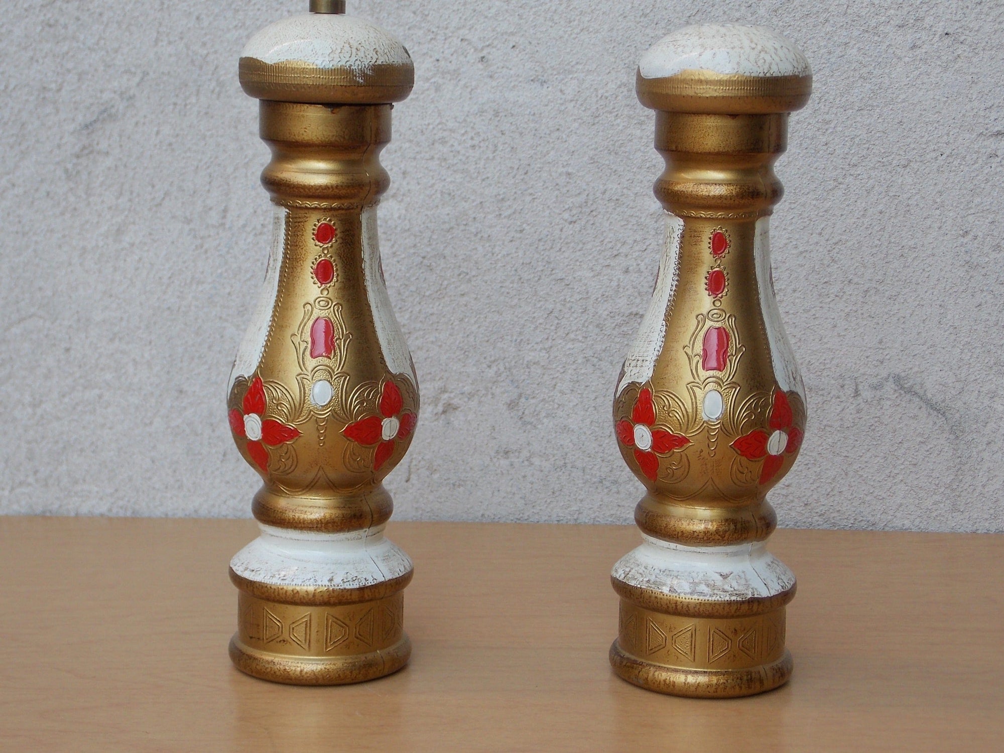 I Like Mike's Mid Century Modern Accessories Italian Gold and Red Salt and Pepper Set