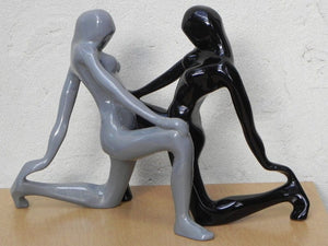 I Like Mike's Mid-Century Modern Accessories Jaru Black and Grey Female Nude Table Sculptures 1980