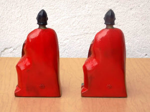 I Like Mike's Mid-Century Modern Accessories K & O 1920's Knight Cursader Bookends with Red Cape