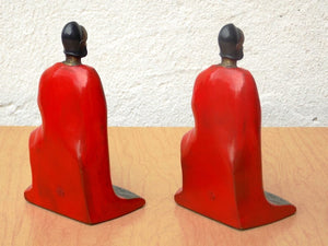 I Like Mike's Mid-Century Modern Accessories K & O 1920's Knight Cursader Bookends with Red Cape