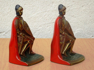 I Like Mike's Mid-Century Modern Accessories K & O 1920's Knight Cursader Bookends with Red Cape