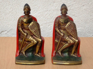 I Like Mike's Mid-Century Modern Accessories K & O 1920's Knight Cursader Bookends with Red Cape