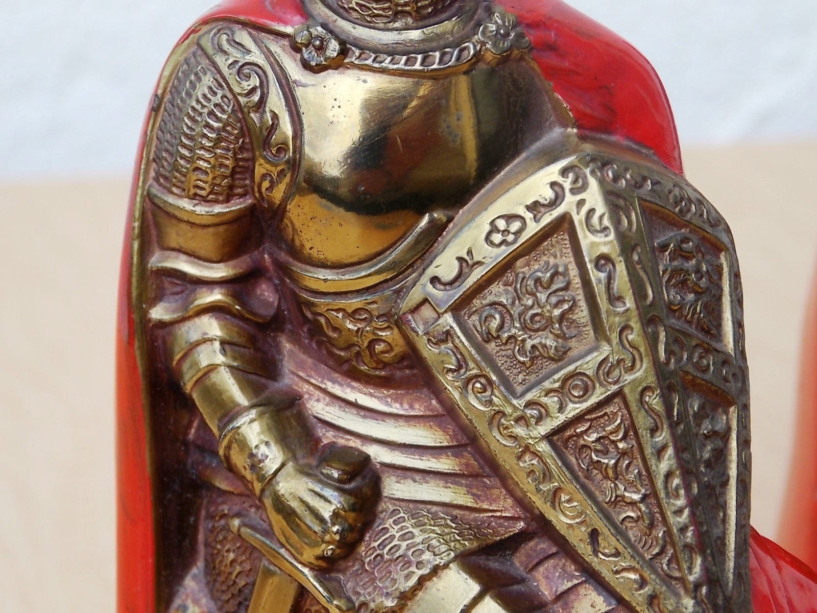 I Like Mike's Mid-Century Modern Accessories K & O 1920's Knight Cursader Bookends with Red Cape