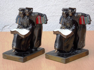 I Like Mike's Mid-Century Modern Accessories K & O Deco Three Scholars Brass Bookends from 1936