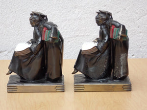 I Like Mike's Mid-Century Modern Accessories K & O Deco Three Scholars Brass Bookends from 1936