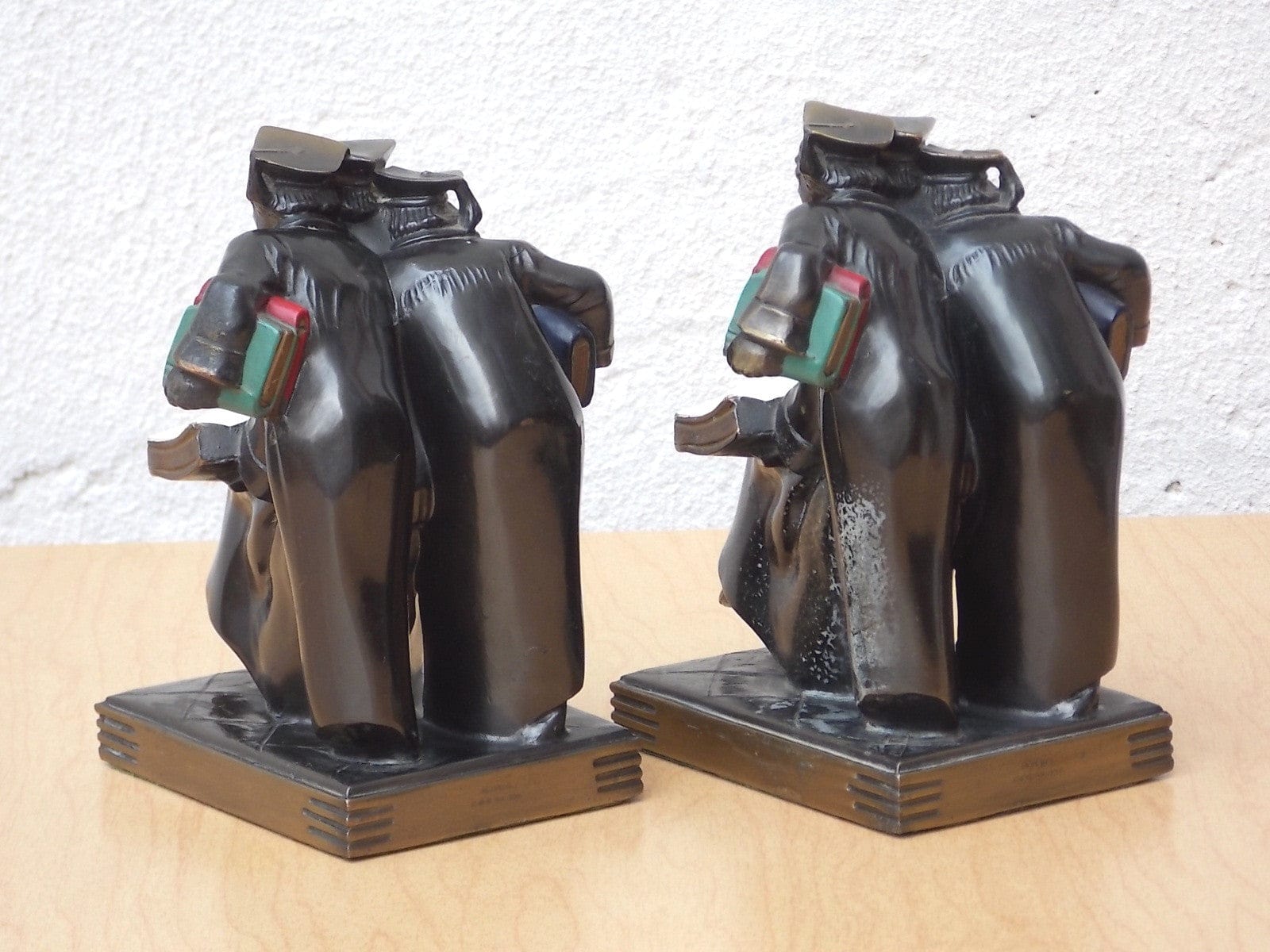 I Like Mike's Mid-Century Modern Accessories K & O Deco Three Scholars Brass Bookends from 1936