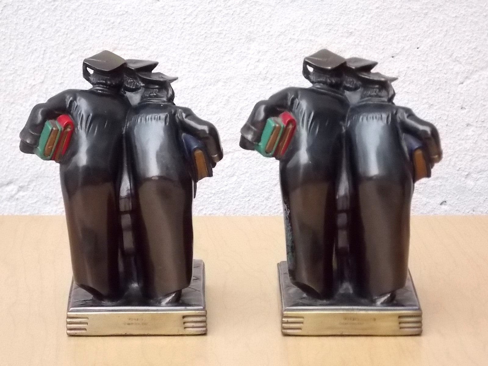 I Like Mike's Mid-Century Modern Accessories K & O Deco Three Scholars Brass Bookends from 1936