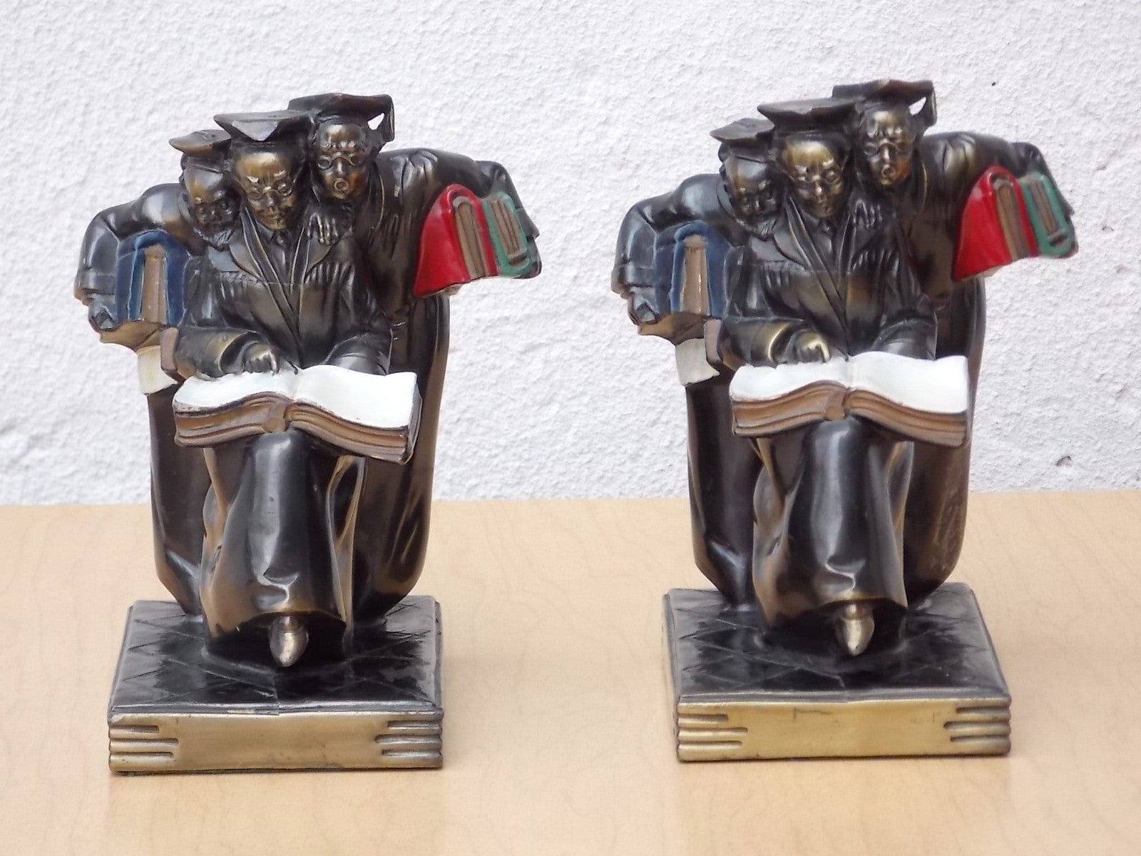 I Like Mike's Mid-Century Modern Accessories K & O Deco Three Scholars Brass Bookends from 1936