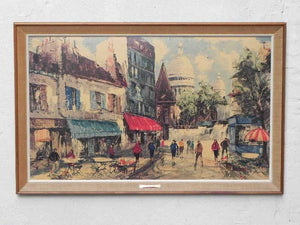 I Like Mike's Mid-Century Modern Accessories Large Framed Paris Sidewalk Cafe Scene by Collins, Montmartre Area