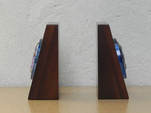 I Like Mike's Mid Century Modern Accessories Large Wood and Glass Abraham Lincoln Bookends