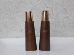 I Like Mike's Mid Century Modern Accessories Mid Century Brown Gold Salt & Pepper Shakers, Wood, Made in Japan