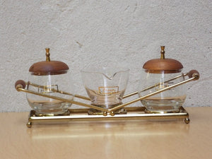 I Like Mike's Mid Century Modern Accessories Mid Century Modern Glass and Wood Coffee Creamer Set